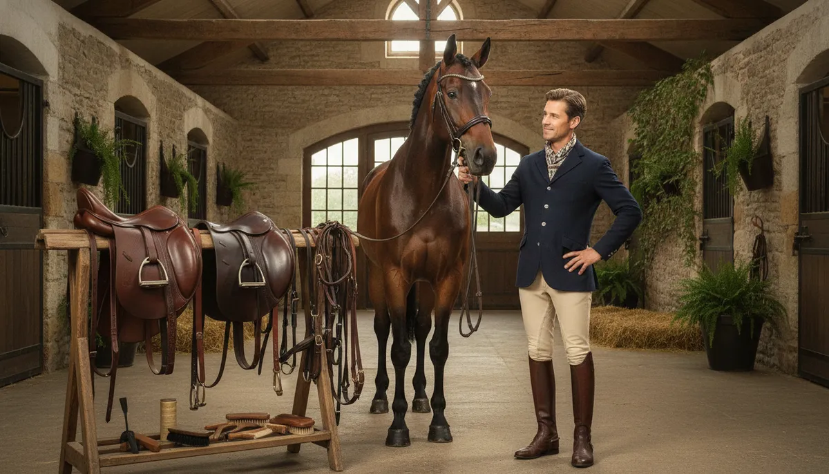 homme cheval sellerie française haut de gamme