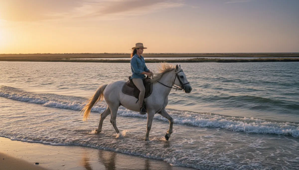 balade cheval camargue plage