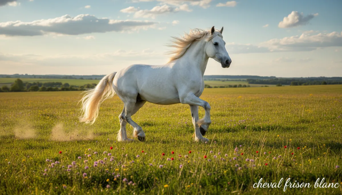 cheval frison blanc
