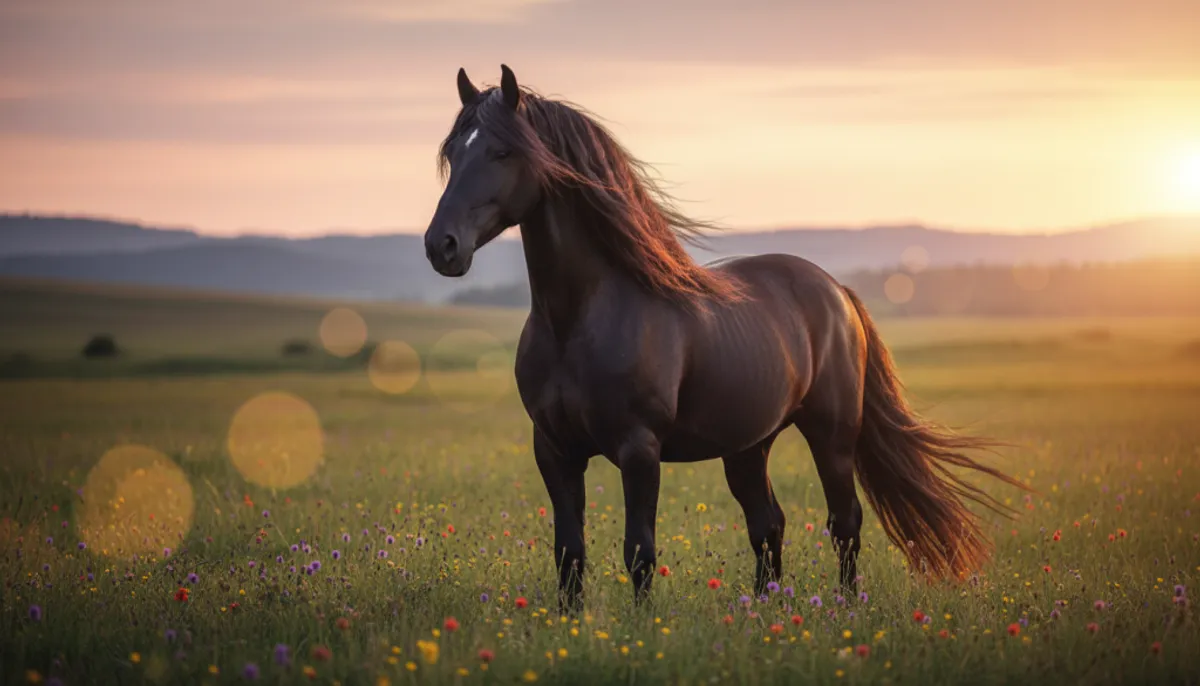 cheval frison noir majestueux cheval frison noir majestueux