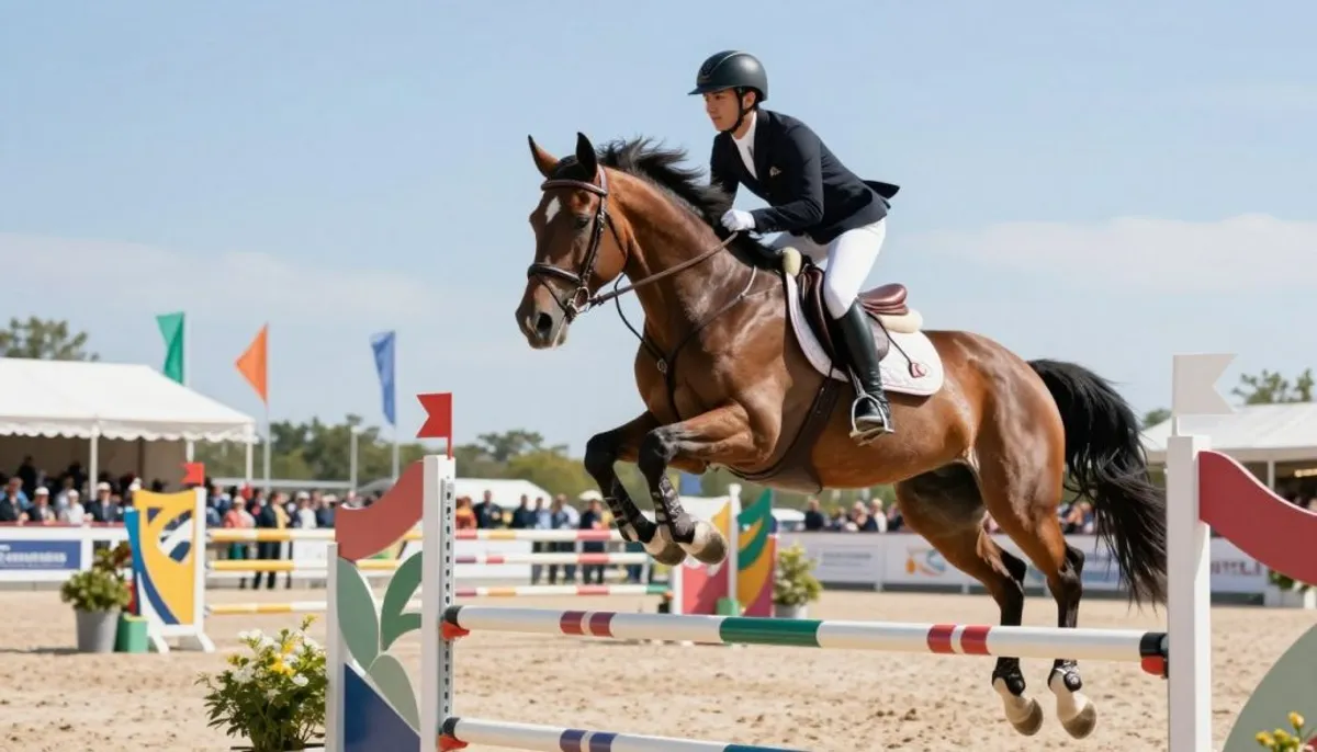 cheval qui saute en spectacle équestre