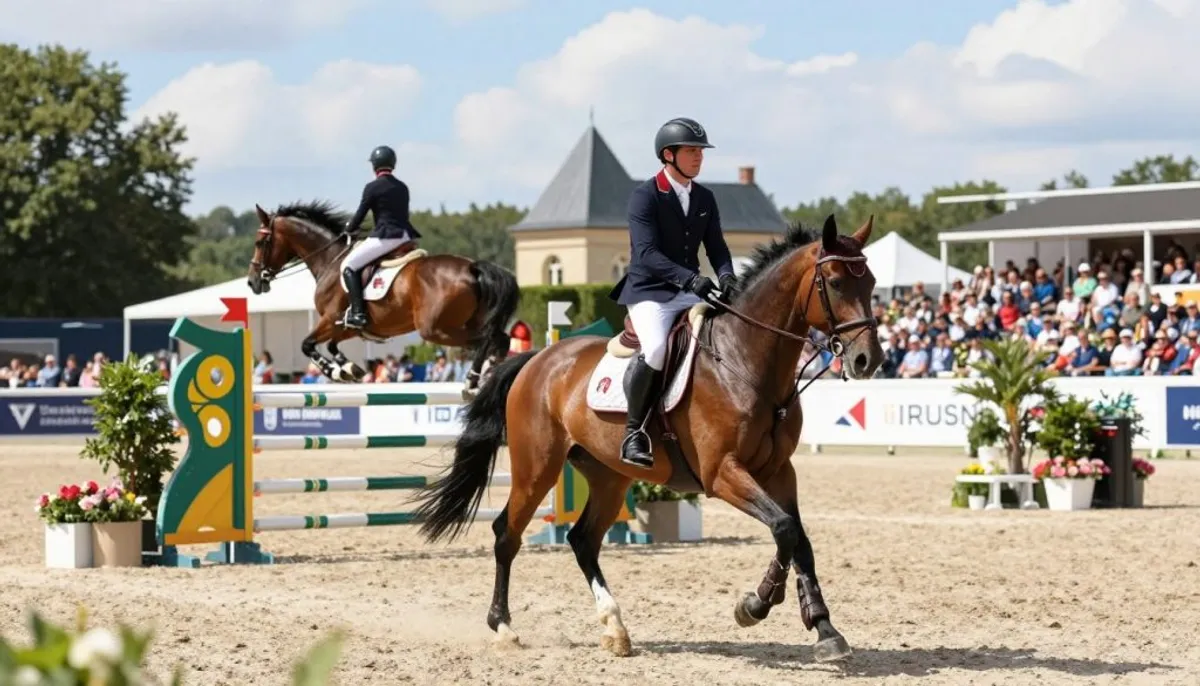 dressage et saut d'obstacles en compétition équestre