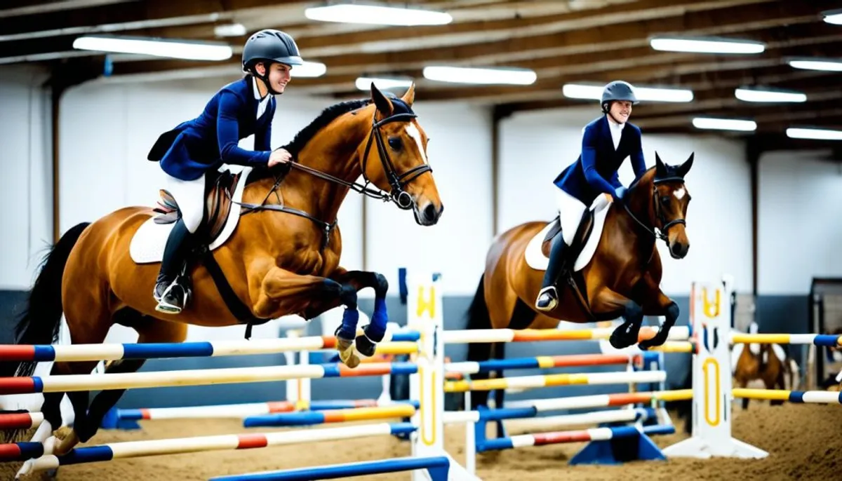 Jeunes cavaliers en cours d'équitation