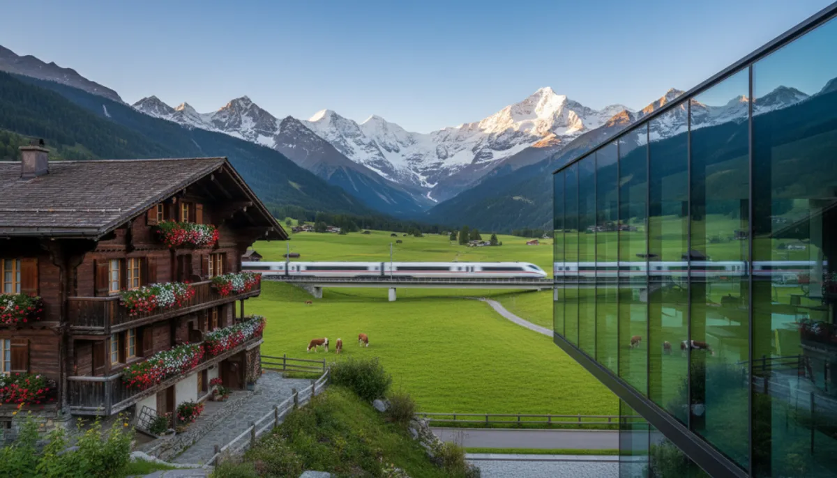 paysage traditionnel et moderne suisse